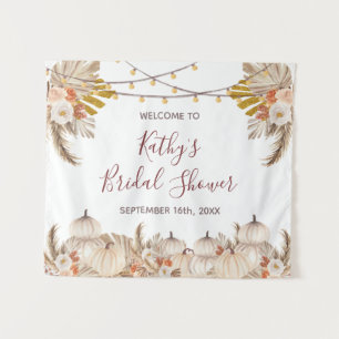 White Cream Pumpkin Brautparty Zeichenband Wandteppich