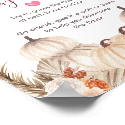 White Cream Pumpkin Floral Ratet die Baby Food Poo Poster (Ecke)