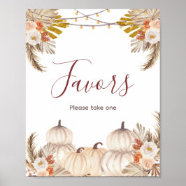 White Cream Pumpkin Floral Watercolor Gefälligkeit Poster