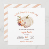 White Cream Pumpkin Rustic Floral Baby Dusche Einladung (Vorne/Hinten)