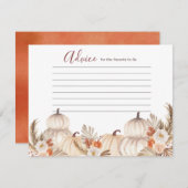 White Cream Pumpkin Rustikale Blumenberatungskarte Begleitkarte (Vorne/Hinten)