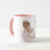 White Cream Puppy Dog Mom Pink Tasse (Vorderseite Links)