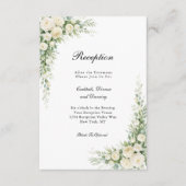 White Cream Roses Floral Wedding Reception Begleitkarte (Vorderseite)