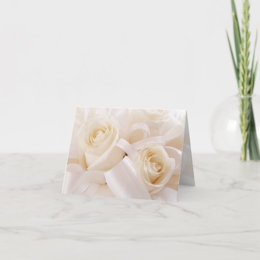 White cream roses Wedding Karte (Vorderseite)