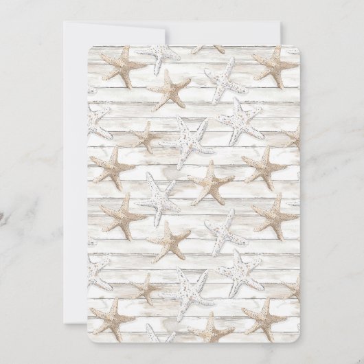 White Cream Starfish Beach Hochzeit Einladung (Rückseite)
