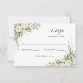 White Cream Watercolor Florals Roses Wedding  RSVP Karte (Vorderseite)