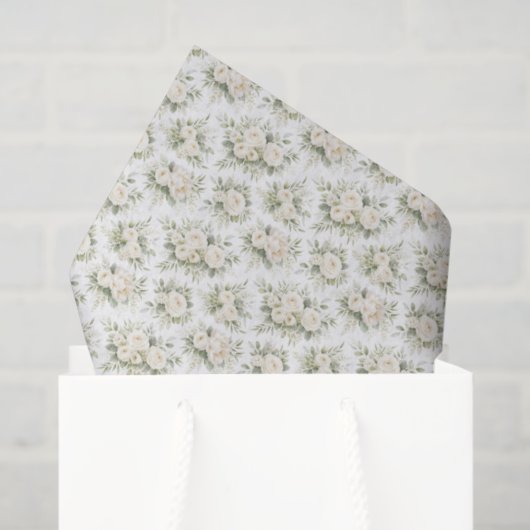 White Cream Watercolor Florals Wedding Bridal Seidenpapier (Geschenktüte)