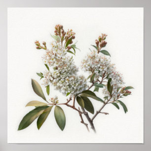 White Crepe Myrtle Blume Art Print Poster