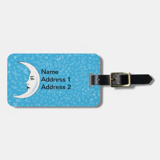 White Crescent Moon Elegantes Gesicht White Open S Gepäckanhänger (Vorderseite horizontal)