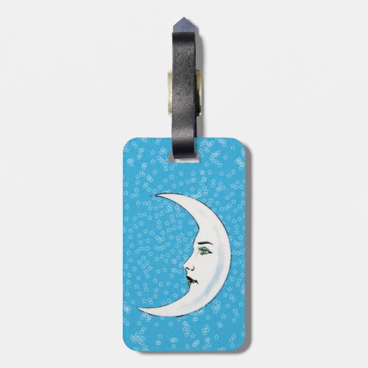 White Crescent Moon Elegantes Gesicht White Open S Gepäckanhänger (Rückseite vertikal)