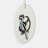 White-crested helmetshrike keramik ornament (Rechts)