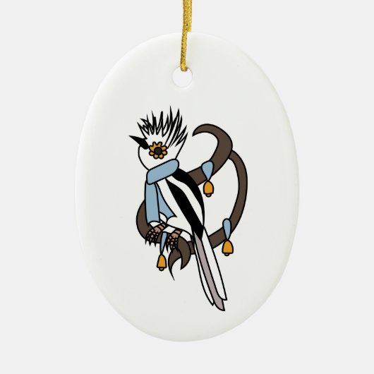 White-crested helmetshrike keramik ornament (Vorne)