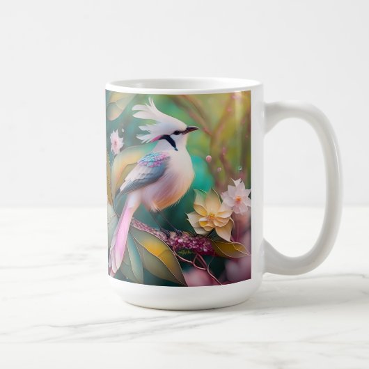 White Creush Blush Schwanz Jay Fantasy Bird Kaffeetasse (Rechts)