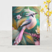 White Creush Blush Schwanz Jay Fantasy Bird Karte (Gelbe Blume)