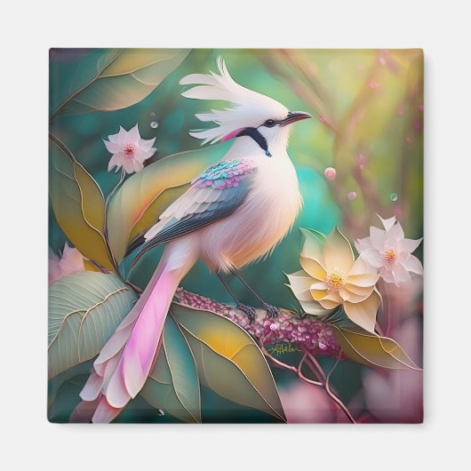 White Creush Blush Schwanz Jay Fantasy Bird Magnet (Vorne)