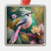 White Creush Blush Schwanz Jay Fantasy Bird Ornament Aus Metall (Vorne)