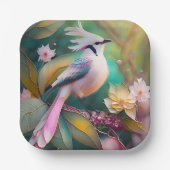 White Creush Blush Schwanz Jay Fantasy Bird Pappteller (Vorderseite)