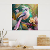 White Creush Blush Schwanz Jay Fantasy Bird Poster (Küche)