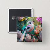 White Creush Chested Fantasy Bird Button (Vorne & Hinten)