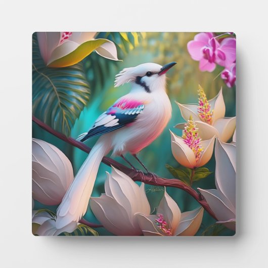White Creush Chested Fantasy Bird Fotoplatte (Vorderseite)