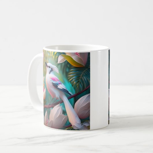 White Creush Chested Fantasy Bird Kaffeetasse (Vorderseite Links)