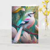 White Creush Chested Fantasy Bird Karte (Gelbe Blume)