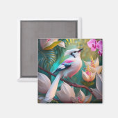 White Creush Chested Fantasy Bird Magnet (Vorderseite/Rückseite)