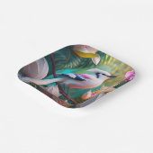 White Creush Chested Fantasy Bird Pappteller (Gewinkelt)