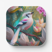 White Creush Chested Fantasy Bird Pappteller (Vorderseite)