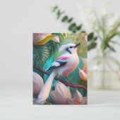 White Creush Chested Fantasy Bird Postkarte (Stehend Vorderseite)