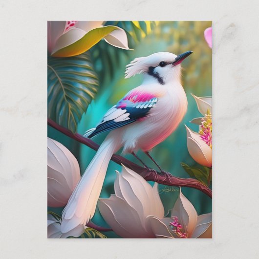 White Creush Chested Fantasy Bird Postkarte (Vorderseite)