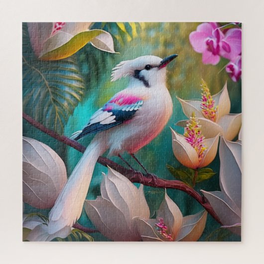White Creush Chested Fantasy Bird Puzzle (Vertikal)