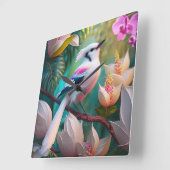 White Creush Chested Fantasy Bird Quadratische Wanduhr (Winkel)