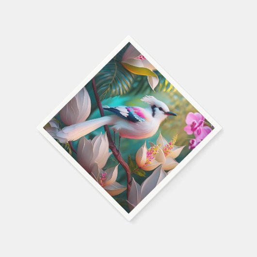 White Creush Chested Fantasy Bird Serviette (Ecke)