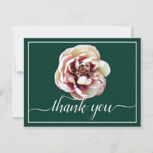 White & Crimson Peony Green Hintergrund Vielen Dan Postkarte