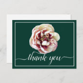White & Crimson Peony Green Hintergrund Vielen Dan Postkarte (Vorne/Hinten)