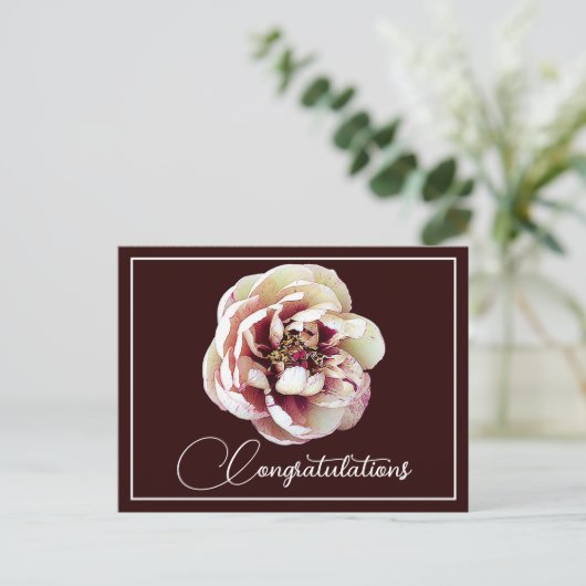 White Crimson Peony Wine Background Herzlichen Glü Postkarte (Stehend Vorderseite)