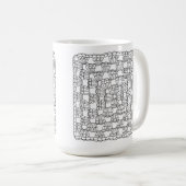 White Crochet Granny Square Coffee Mug Kaffeetasse (VorderseiteRechts)