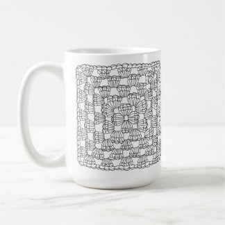 White Crochet Granny Square Coffee Mug Kaffeetasse