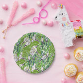 White Crocses Spring Blume Blumenmuster Grün Pappteller (Party)