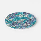 White Crocuses Spring Blume Blumenmuster Aquamarin Pappteller (Schrägansicht)