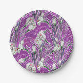 White Crocuses Spring Blume Blumenmuster Lila Pappteller (Vorderseite)