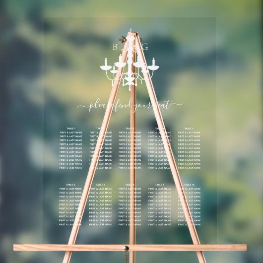 White Cronier Wedding Chart Acrylschild (Neutral)