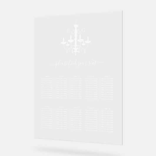 White Cronier Wedding Chart Acrylschild (Winkel)