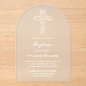 white cross Baptism Acrylic Invitation Acryleinladungen (Vorderseite)