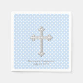 White Cross Blue Christening Serviette (Vorderseite)