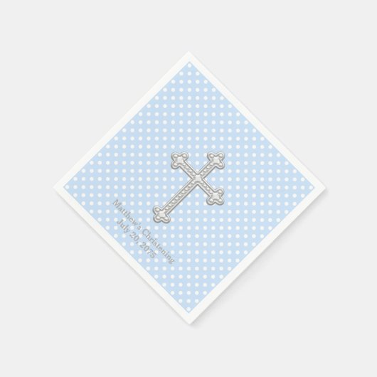 White Cross Blue Christening Serviette (Ecke)