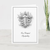 White Cross Floral Religious Sympathy Karte (Vorderseite)