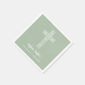 White Cross Sage Grüne erste Kommunion Religiös Serviette (Ecke)