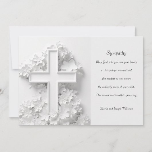 White Cross Sympathy Card Einladung (Vorderseite)